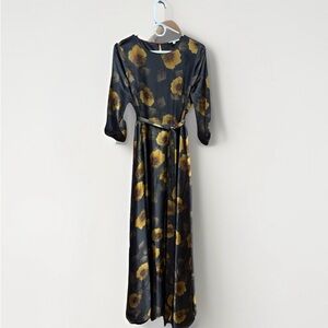 Baltic Born Black and Gold Floral Long Sleeve Maxi Dress